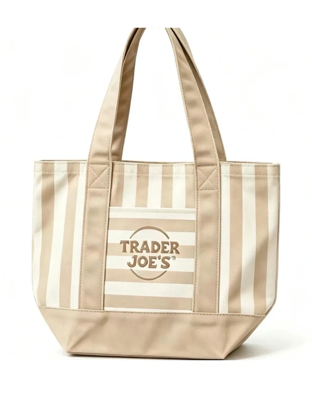 Trader Joe’s Mini Beige Striped Canvas Tote Bag. Limited Edition